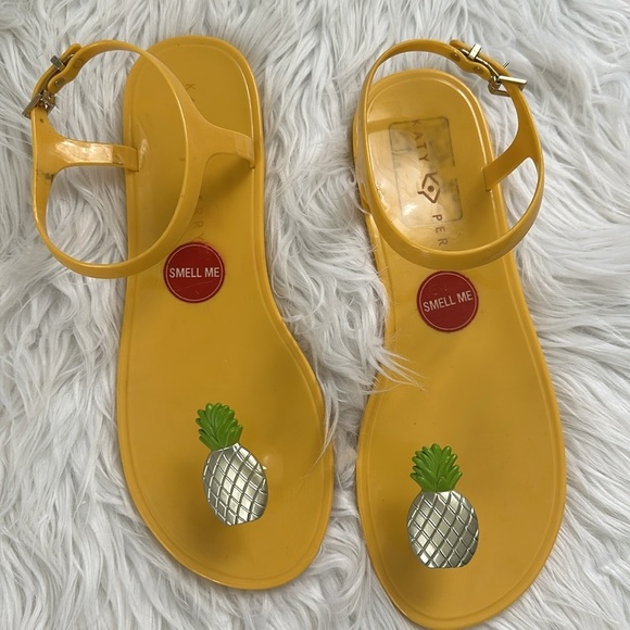 Katy Perry Sandal The Geli Flat Metallic Pineapple Women's Size 11 - Picture 2 of 8